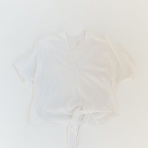 White Sheer Front Tie Crop Top